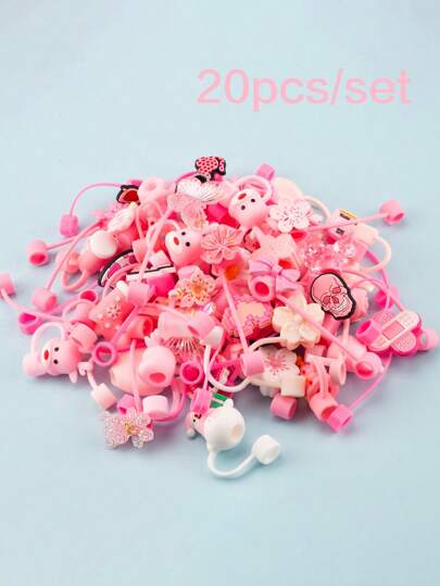 20 piezas/Set Mangas de pajita de silicona de 10 mm/0,4 pulgadas, aptas para tumblers con asa de 30/40 onzas | Mangas de pajita rosa y botas de silicona para tumblers de 40 onzas/30 onzas/20 onzas | Set de mangas protectoras para tumblers | Decoración de tumblers rosa pálido