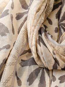 1pc New Bohemian Printed Women Scarf, Lightweight Breathable Tassel Shawl, Elegant Style Women Sun Protection Beach Travel Scarf For Dress - Beige - View 6