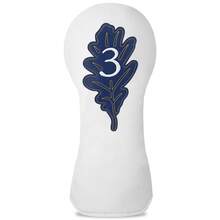 Czysty, biały, drewniany pokrowiec na główkę puttera z motywem liścia – najwyższej jakości, wytrzymały sprzęt ochronny | Idealny dla młodych entuzjastów golfa i graczy kochających naturę - Biały - Zobacz 13