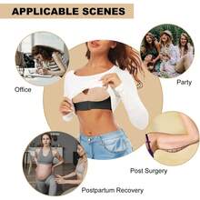 Arm Shaper For Women Posture Corrector Post Surgery Arm Lipo Compression Sleeves Slimming Arm Faja Front Closure Shapewear 3/4 Sleeve Crop Tops Black - màu đen - Xem 9