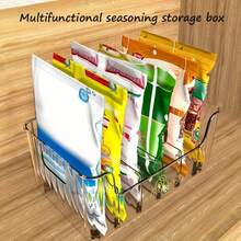 1pc Adjustable Compartment Spice Rack, Multi-Purpose Kitchen Organizer Box, Space Saving For Spices, Snacks, Tea Bags And Small Items
