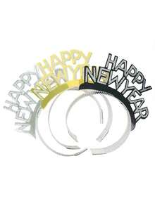 شريط رأس لحفلة رأس السنة الجديدة 2026، شريط رأس للصور التذكارية، مشبك شعر مزين بالبودرة الذهبية