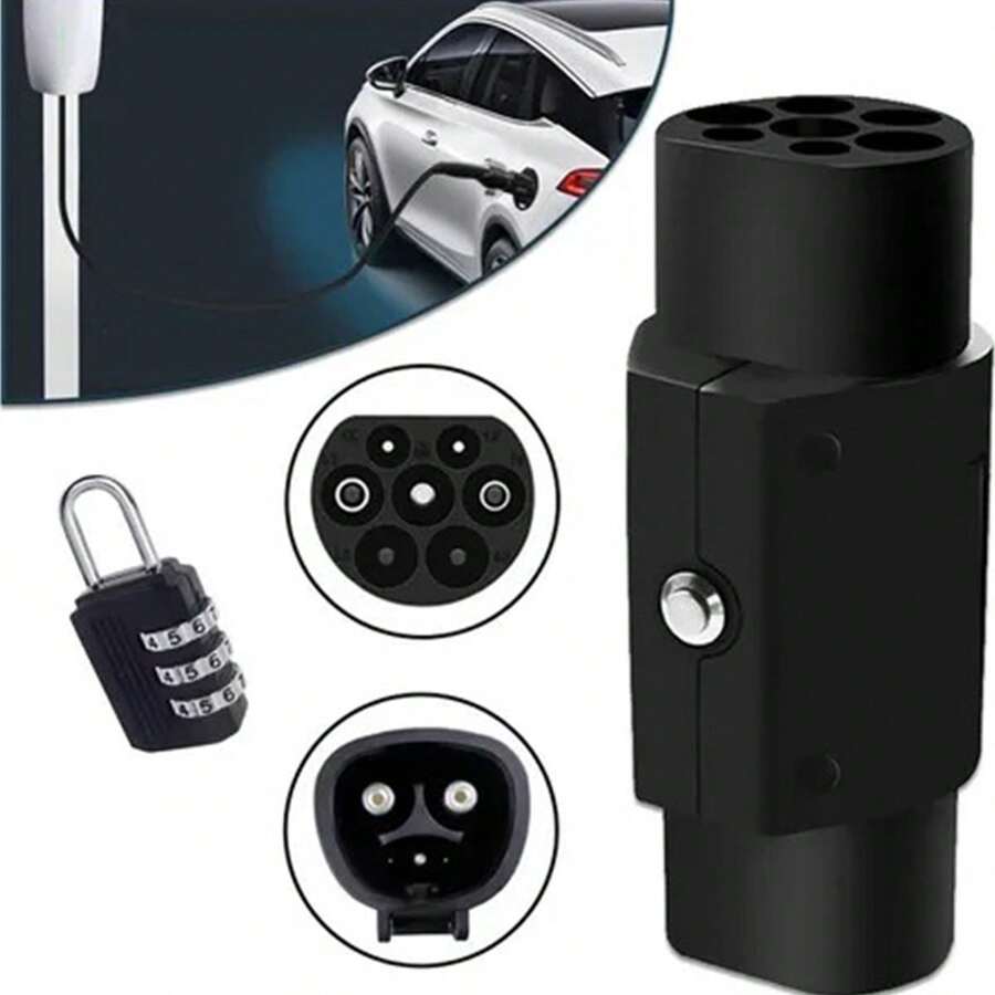 Adaptador para vehículo eléctrico de 32 A, cargador compatible con Tesla BYD, JAC, SKYWELL, FOTON a GBT EVSE - Negro - Ver 1