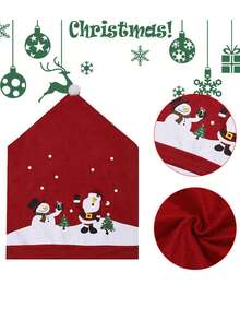 1pc Christmas Non-Woven Fabric Chair Cover, Home Decor Santa Claus Doll Chair Slipcover, Suitable For Hotel, Mall, Home, Living Room, Christmas Holiday Decoration