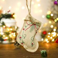 1pc Christmas Linen Pendant, Christmas Tree, Christmas Stocking, Ball, Five-Pointed Star Shape, Suitable For Christmas Party Decoration, Christmas Tree Hangings, Indoor Hangings For Living Room Bedroom Room Decoration Home Decor Christmas Decorations