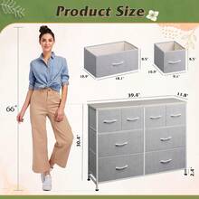 8-Drawer Dresser For Bedroom, Wide Fabric Chest Of Drawers For Storage And Organization, Closet Hallway And Living Room Use, Versatile Storage Cabinet, Large Capacity - Light Grey - View 4