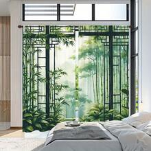 2pcs Bamboo Forest Landscape Curtains, Chinese Ink Painting Pattern, Living Room Bedroom Home Privacy Protection Sun Shade Curtains, Oriental Zen Style Decoration - Nhiều màu - Xem 3
