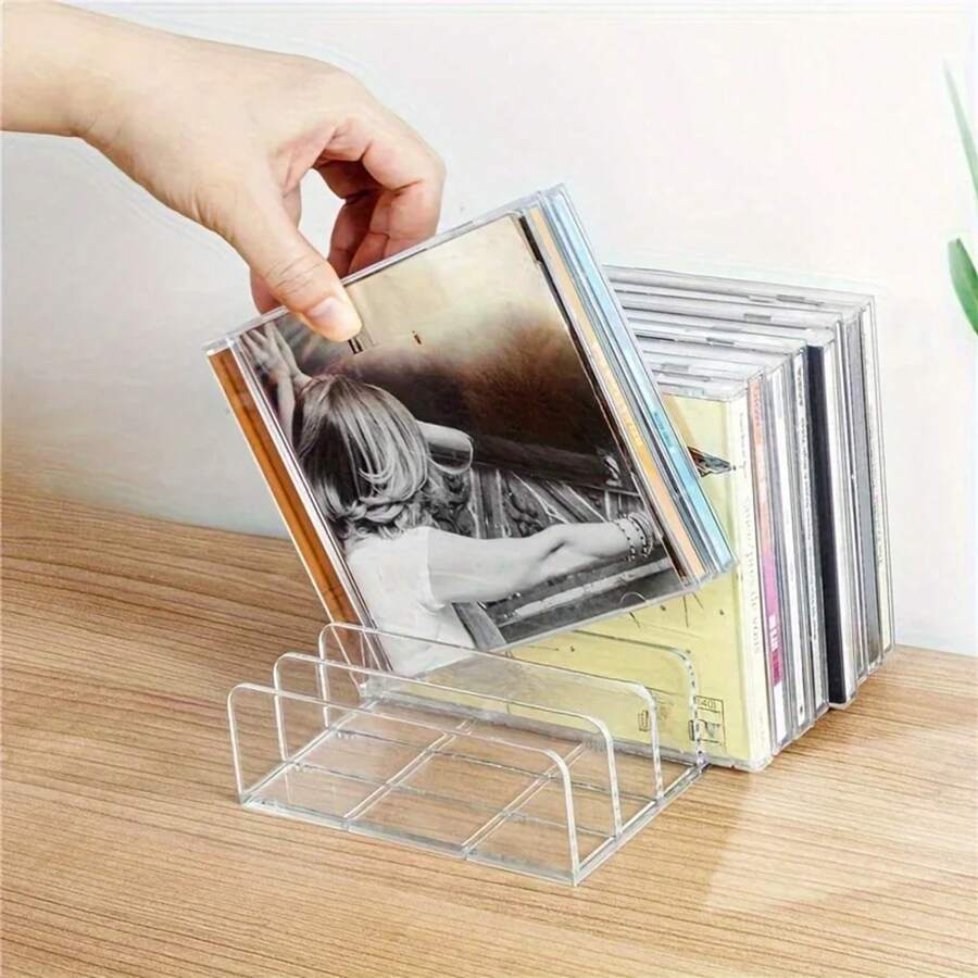 Organizador Transparente de DVD/CD que Ahorra Espacio - Soporte de Almacenamiento de Fácil Visualización para Entretenimiento en Casa y Oficina, Regalo de Navidad Perfecto - Blanco - Ver 1
