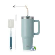 1pc WATERSY Travel Mug Coffee Cup 40oz/1182ML 30OZ/891ML 20OZ/591ML Tumbler Straw Lid And Handle, Stainless Steel Double Wall Vacuum Insulated Coffee Water Bottle Thermal For Cold Hot Coffee, Suitable For School, Camping And Hiking - Multicolor - View 12