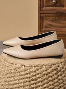 MonaNise 女士尖头时尚低帮平底鞋，户外休闲装，紫色、香槟色、红色、黄色、黑色 - 杏色 - 查看 5