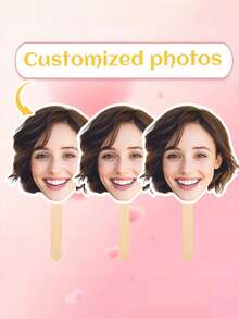 1pc Customized Photo Face Paper Cuttings Stick, Personalized Customized Cutout Head Cardboard Paper Cuttings, Customized Big Head On Stick, Valentine's Day, Valentine's Day Decor Stylish, Adorable, Colorful Custom, Personalized, Unique Ideal Gifts For Her Friends, Son, Daughter, School Students, Workers, Kids For Valentine's Day, For Anniversaries,Home Decor Living Room - Multicolor - View 9