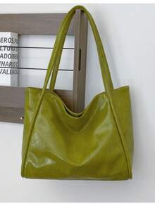 新款软皮大容量手提包，适合课堂通勤手提，独特设计单肩腋下包 - 綠色 - 查看 8