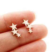 1 Pair Fashion Stainless Steel Earrings Small Cute Triple Star Stud Earrings Punk Piercing Earrings Women's Starry Minimalist Jewelry