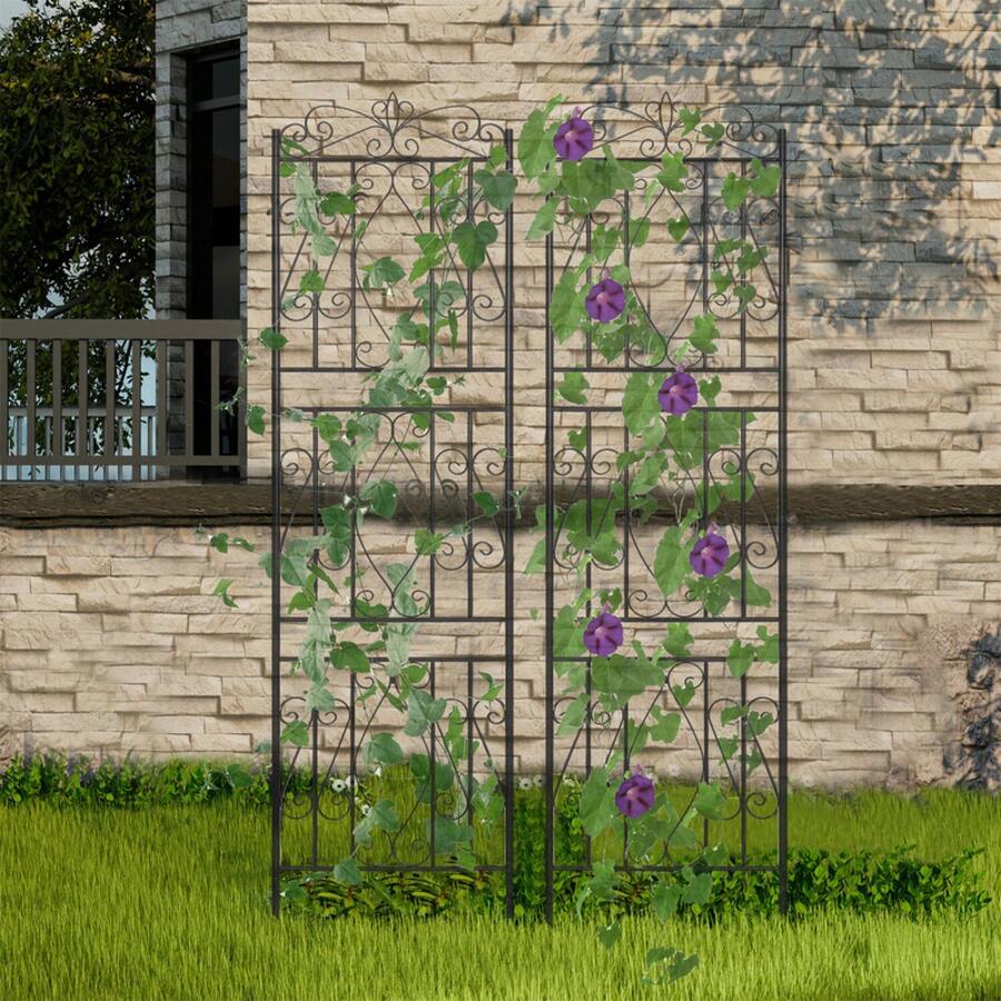 2 Panels 72in Tall Outdoor Garden Metal Trellis Climbing Plant Support Frame - 1 - View 1