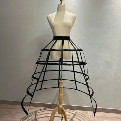1 件女士黑白四季衬裙、夏季透气衬裙、短衬裙、蓬松衬裙、洛丽塔衬裙、新娘婚纱超大蓬松衬裙、3 环雪纺饰边衬裙、5 环开衩衬裙、多层空心钢骨笼式衬裙、巴洛克和洛可可可调节衬裙，适合万圣节、婚礼、派对、角色扮演秋季女士服装