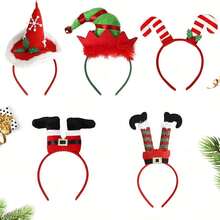 5pcs Classic Christmas Headbands - Holiday Party Accessories With Santa Claus, Reindeer, Christmas Tree Designs - Durable Plastic Structure, Non-Electric, Feather-Free Seasonal Headwear