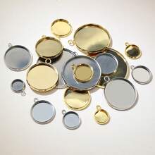 10pcs 8-30mm Inner Size Single Loop Stainless Steel Gold Color Pendant Cabochons Blank Base Tray DIY Jewelry Making Accessories Findings - Single Hanging - View 2