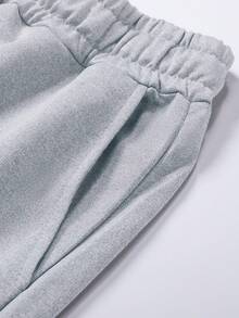 男士春秋季薄款个性化23号印花连帽衫和裤子套装，时尚休闲男装，带口袋，抽绳腰带裤子，适合作为送给丈夫或男友的礼物 - 淺灰色 - 查看 9