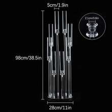 Vincidern 1PC 8 Arm Clear Candelabra Candle Holder For Wedding Table Centerpieces,38.5 Inches Tall Floor Arcylic Candlesticks Candle Holder With Removable Lampshade For Table Dinner Birthday Party Fireplace Decoration,No Candles Included - 8頭透明燭台 - 查看 2