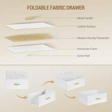 Hzuaneri Mesita de Noche, Mesita Auxiliar con 6 Cajones de Tela y Compartimento Abierto, Mesa Lateral de Sofá de Moderna, para Dormitorio y Sala de Estar, 30 x 40 x 96 cm, Blanco