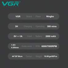 VGR 无绳可调速理发器，数字显示，电动便携式理发器，USB 充电，男士理发器 V-995 - 黑色 - 查看 8