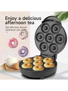 1 件装甜甜圈机迷你甜甜圈机适用于早餐、小吃、甜点等，具有不粘表面，1000W 可制作 7 个可爱的 5 厘米甜甜圈厨房电器家用甜甜圈机华夫饼机 - 查看 6