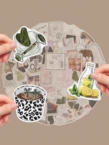 50pcs Original Dazzling Colourful Creative Stickers Asymmetrical Shape Not Repeatable For Skateboards Mobile Phone Cases Shelves Shelves Flat Shells Bicycle Helmets Decorative Stickers Perfect For Christmas Halloween Bright Colours - Multicolor - View 3