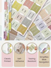 75张男女通用圣经标签，粉色圣经标签，圣经书卷标签，圣经学习标签，圣经索引标签，圣经学习用品，完美礼物 - 粉色 - 查看 6