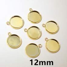 10pcs 8-30mm Inner Size Single Loop Stainless Steel Gold Color Pendant Cabochons Blank Base Tray DIY Jewelry Making Accessories Findings - Single Hanging - View 16