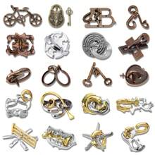 1件加大码锌合金IQ解开锁套装，9环益智玩具，孔明/鲁班锁，机关盒，66+脑筋急转弯高难度解锁玩具，多级逃脱游戏玩具，迷宫解锁，蛇嘴逃脱解锁，魔嘴逃脱，金字塔解锁，笼子逃脱解锁，魔环，爱情锁，颜色图案随机 - 彩色 - 查看 11