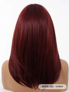 FIVE STARS Fashion Peluca de 16 pulgadas color borgoña con flequillo, longitud media hasta los hombros para mujeres, peluca sintética resistente al calor para fiestas, festivales, Halloween y uso diario - Burdeos - Ver 6