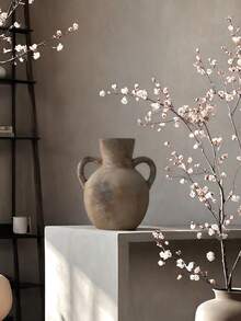 1 Peça de Azulejo Cerâmico Antigo de Pizza com Estilo Curto e Robusto, Adequado para Decoração de Arte de Hospedagem Estilo Japonês, Decoração de Vaso, Arranjo de Flores Internas de Fazenda Rural, Belo Vaso de Entrada Decoração de Atmosfera