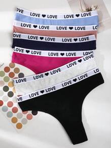 6pcs/Pack Women's Seamless Thong Panties, Sexy Bodysuit Thong, Mid-Waist Breathable & Comfortable Stretchy Lingerie - Multicolor - View 3