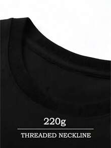 " Band Logo" Music Band - Themed Graphic Print Unisex Casual Soft Short Sleeve Pure Cotton 220gsm T - Shirt - 黑色 - 查看 3