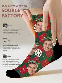 1 Pair Of Custom Christmas Socks, Custom Printed Christmas Socks, Personalized Smiling Face Socks, Custom Picture New Year Socks, Father's Day Gifts, Best Friend Gifts, Anniversary Gifts, Valentine's Day Gifts, Birthday Gifts, Wedding Gifts, Mother's Day Gifts, Mom/Dad Gifts, Girlfriend/Boyfriend Gifts, Her/His Gifts