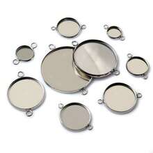10pcs 8-30mm Inner Size Double Loops Stainless Steel Gold Color Pendant Cabochon Blank Base Tray DIY Accessories For Bracelet Necklace Earrings - Double Hanging Bottom Bracket - View 6