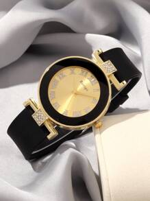 1pc Women's Fashionable Round Quartz Watch, Multi-Function Round Dial, Suitable For Daily Wear, Formal Events And Other Occasions, Decorative For Wrist - Black - View 14