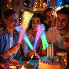 6pcs Colorful Fiber Optic Glow Sticks, LED Glow Sticks Bulk Flashing Wands For Christmas, Concerts, Party Favors, Stage Props, Weddings, Parties, Valentine's Day, Photography Atmosphere Decor, Birthday, Guests, DJ, Music Festivals, Celebrations, Memorable Neon Light Parties, Gifts, Halloween, New Year's Eve And Christmas Celebrations, Photography Atmosphere Decor
