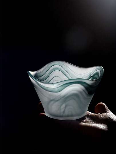 1 قطعة وعاء زجاجي مربع بنمط السحابة الملون، مصنوع يدويًا بتصميم غير متماثل راقي، وعاء مناسب لتقديم الحلويات والزبادي والفواكه، متعدد الاستخدامات للمنزل والمطاعم