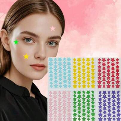 Colorful Star-Shaped Face Stickers, Suitable For Daily Decoration, Events And Parties