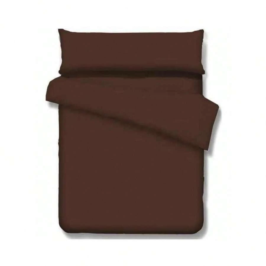 Sábana individual de 3 piezas con funda nórdica, sábana bajera y funda de almohada, sin relleno, ropa de cama súper suave, adecuada para camas de 90/105/135/150/180/200 cm - Marrón - Ver 1