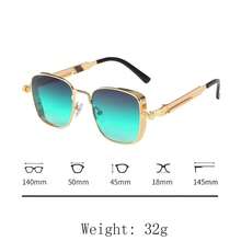 1 件男士时尚眼镜，新款时尚高端个性化时尚眼镜 - 金框漸層綠片 - 查看 3