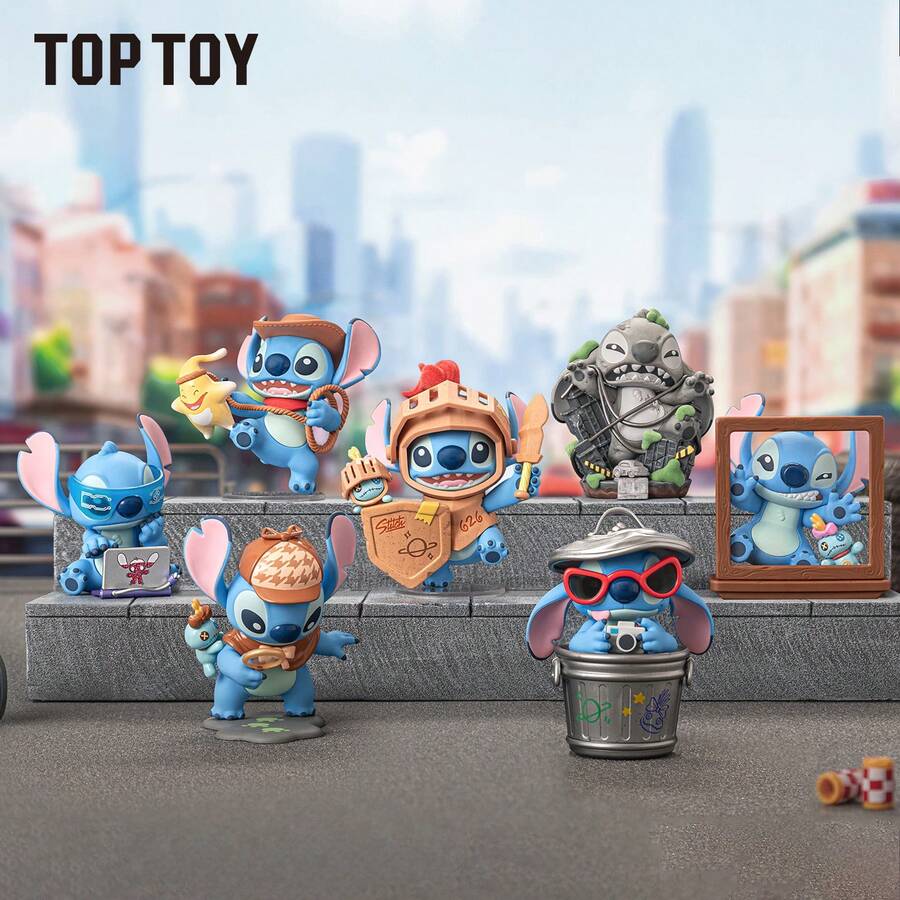 Miniso TOPTOY 史迪奇城冒险系列盲盒收藏玩具，附赠角色收藏卡，适合女孩的可爱礼物，可动人偶装饰 - 彩色 - 查看 1