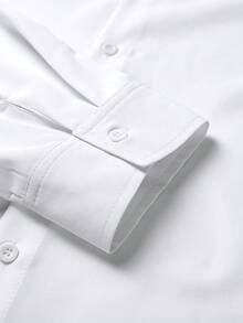 GloMan The Essential Men's Dress Shirt, Old Money Style Classic White Button Up For Wedding & Banquet, Loose Fit Long Sleeve Formal Top, All Season Versatile Office Commuting To Vacation Daily Wear Gift For Him,Perfect Valentine's Gift - White - View 4