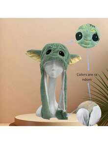 Star Wars Cartoon Party Hat, Cute And Suitable As Birthday Gift, Fun Hat, Back To School Party Hat, Cosplay Hat, Christmas Gift, The Movable Ears Make This Creative Hat Warm And Fashionable, Warm Plush Hat, Green, Pink, Yellow Ear Star Wars Cute Hat - Multicolor - View 8