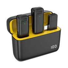 Professional Wireless Lavalier Microphone For Smartphones, Plug And Play Lapel Mic With Charging Case, Wireless Microphone For Video/Audio Recording, Teaching, Interviews - Yellow - View 2