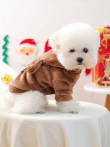 PETSIN 1pc Pet Clothes, Dog Cat Costume, Cute Outfit For Small Dogs, Warm & Comfortable Flannel Reindeer Antler Christmas Costume For Small Dogs, Autumn/Winter