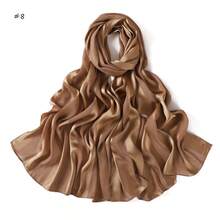 Solid Color Wide Stripe Lace Scarf – Satin Silk-Like Hijab & Shawl (Breathable & Lightweight) - A - View 4