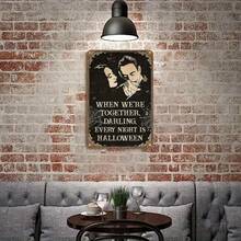 1PC Gothic Halloween Metal Tin Sign When We're Together Every Night Is Halloween Rustic Vintage Wall Plaque Romantic And Spooky Wall Decor For Living Room Bedroom Or Lovers Perfect Gift For Halloween Fans - 彩色 - 查看 6