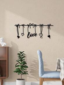 1 pièce Décoration murale minimaliste en métal en forme de cœur pour chambre à coucher, salon, mur de galerie, cadeau d'amour, décoration de maison, décoration de chambre, décoration murale, cadeau pour anniversaire, remise des diplômes, Saint-Valentin, mariage - Noir - Voir 10